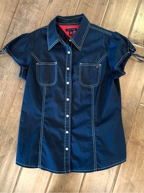 Tommy Hilfiger Black Button-Up Short Sleeve Shirt